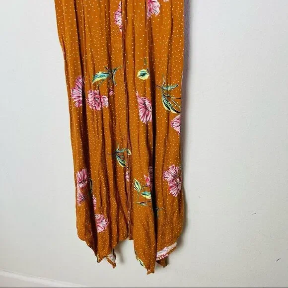EUC Xhilaration Yellow Floral Asymmetrical Midi Dress Small - Picture 4 of 7